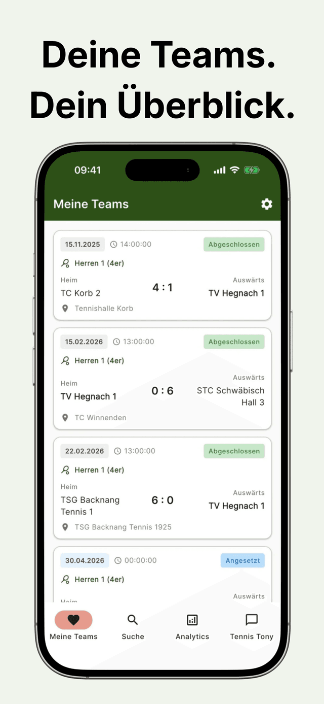 Mein Tennis — Ergebnisübersicht