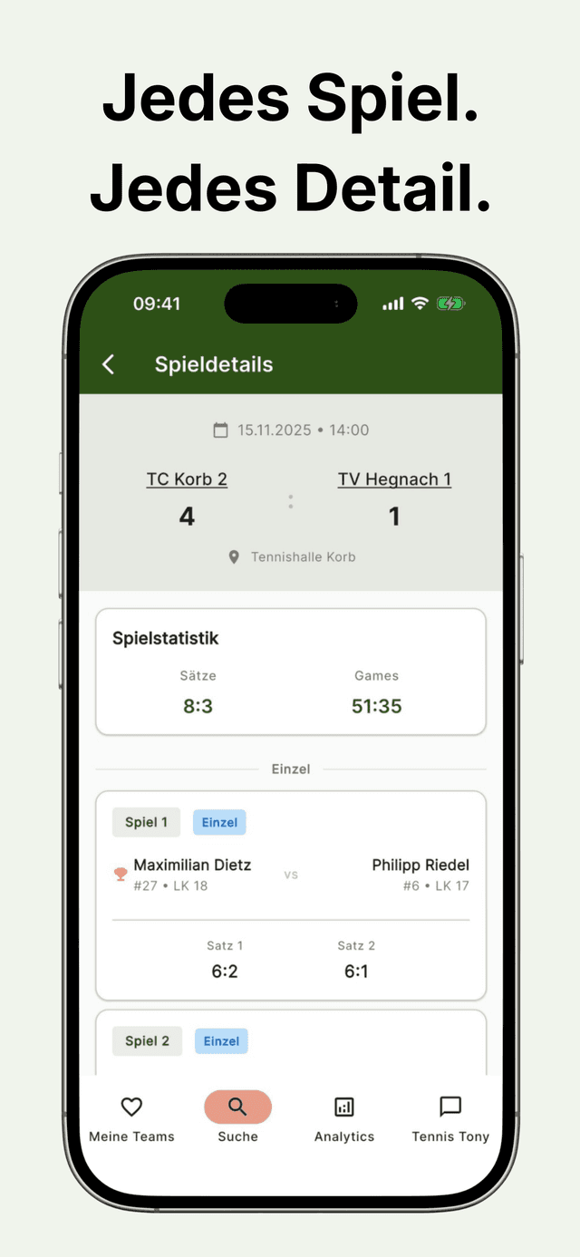 Mein Tennis — Detailansicht